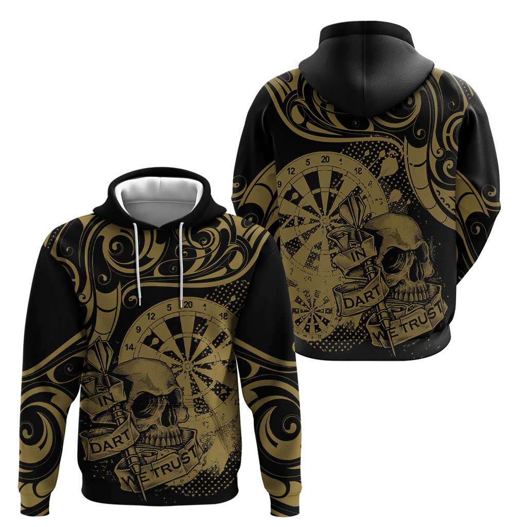 New Zealand Darts Hoodie Skull In Dart We Trust Maori Pattern - Aussie Hoodie