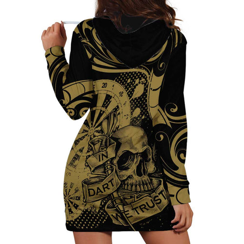 New Zealand Darts Hoodie Dress Skull In Dart We Trust Maori Pattern - Aussie Hoodie
