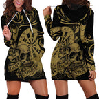 New Zealand Darts Hoodie Dress Skull In Dart We Trust Maori Pattern - Aussie Hoodie
