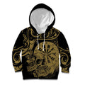 New Zealand Darts Kid Hoodie Skull In Dart We Trust Maori Pattern - Aussie Hoodie