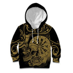 New Zealand Darts Kid Hoodie Skull In Dart We Trust Maori Pattern - Aussie Hoodie