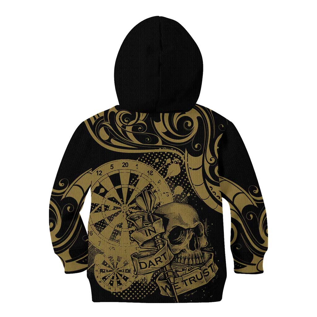 New Zealand Darts Kid Hoodie Skull In Dart We Trust Maori Pattern - Aussie Hoodie