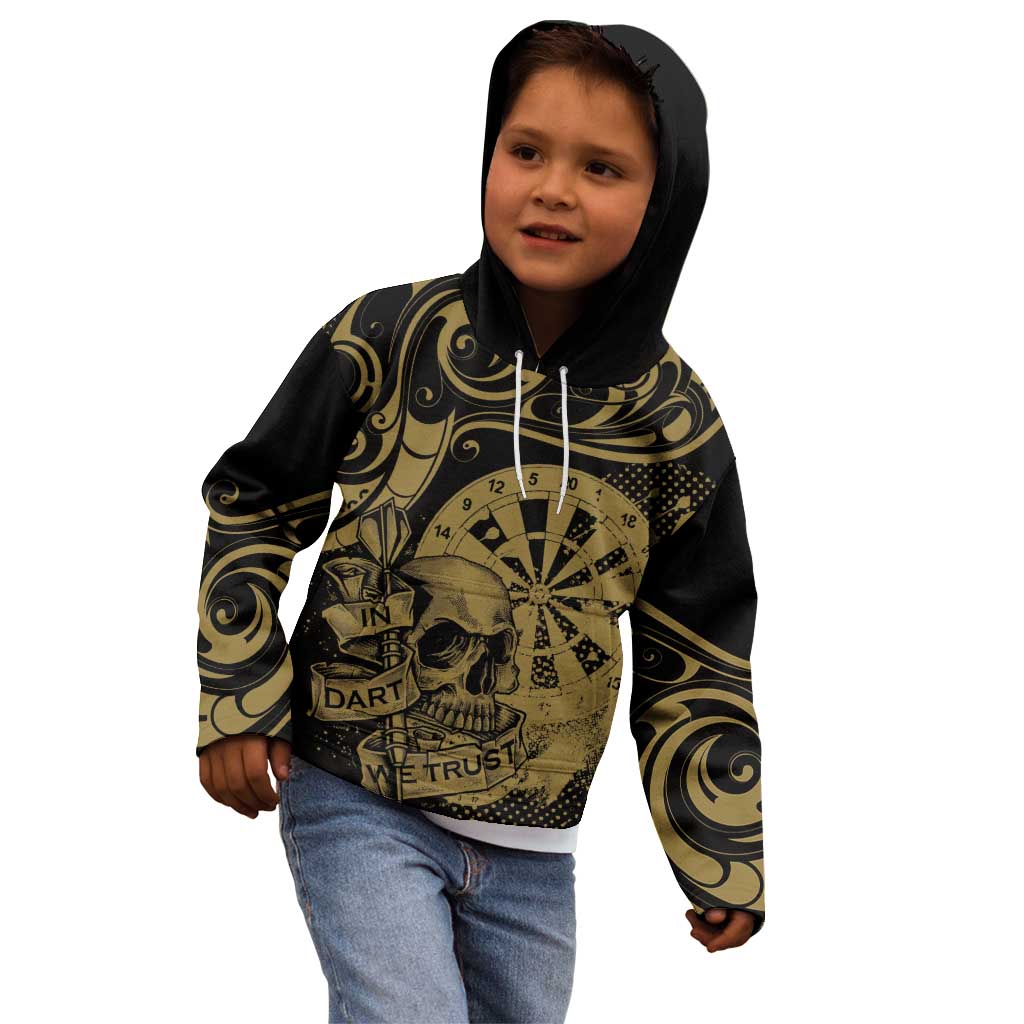 New Zealand Darts Kid Hoodie Skull In Dart We Trust Maori Pattern - Aussie Hoodie