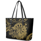 New Zealand Darts Leather Tote Bag Skull In Dart We Trust Maori Pattern - Aussie Hoodie