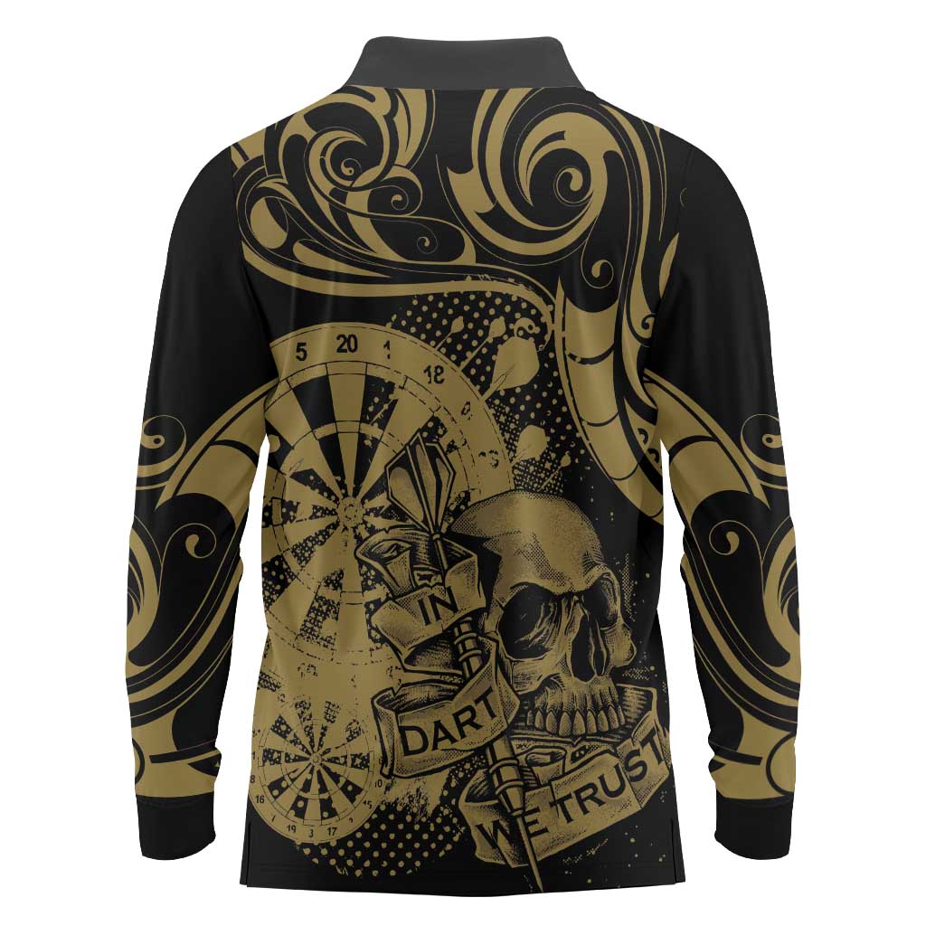 New Zealand Darts Long Sleeve Polo Shirt Skull In Dart We Trust Maori Pattern - Aussie Hoodie