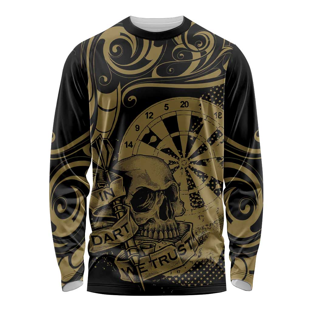New Zealand Darts Long Sleeve Shirt Skull In Dart We Trust Maori Pattern - Aussie Hoodie