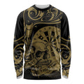 New Zealand Darts Long Sleeve Shirt Skull In Dart We Trust Maori Pattern - Aussie Hoodie