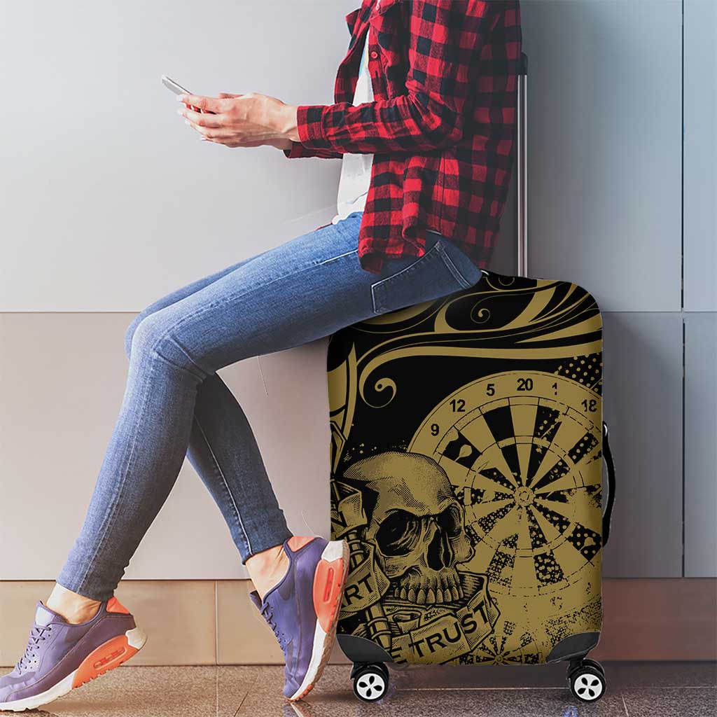 New Zealand Darts Luggage Cover Skull In Dart We Trust Maori Pattern - Aussie Hoodie