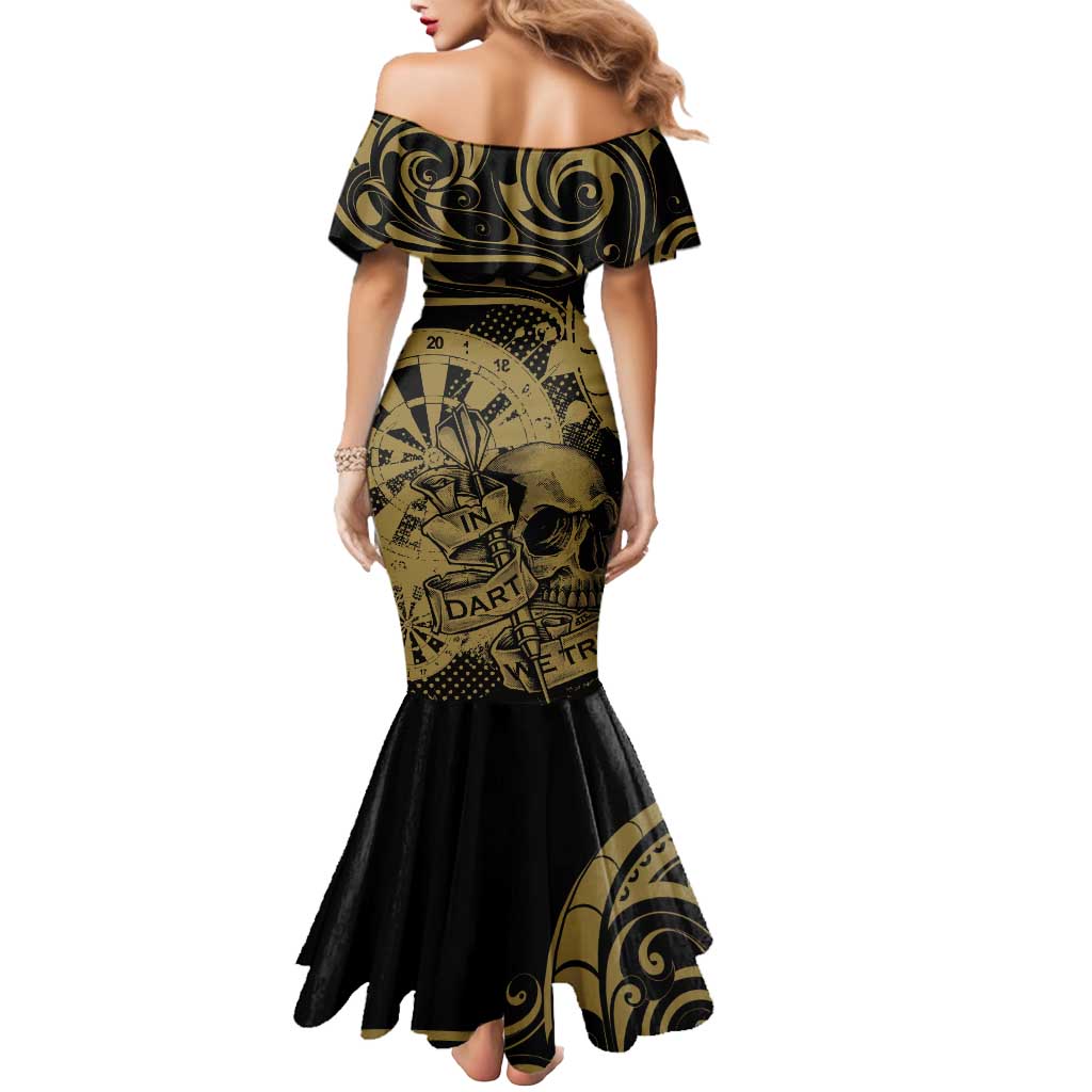 New Zealand Darts Mermaid Dress Skull In Dart We Trust Maori Pattern - Aussie Hoodie