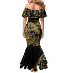 New Zealand Darts Mermaid Dress Skull In Dart We Trust Maori Pattern - Aussie Hoodie