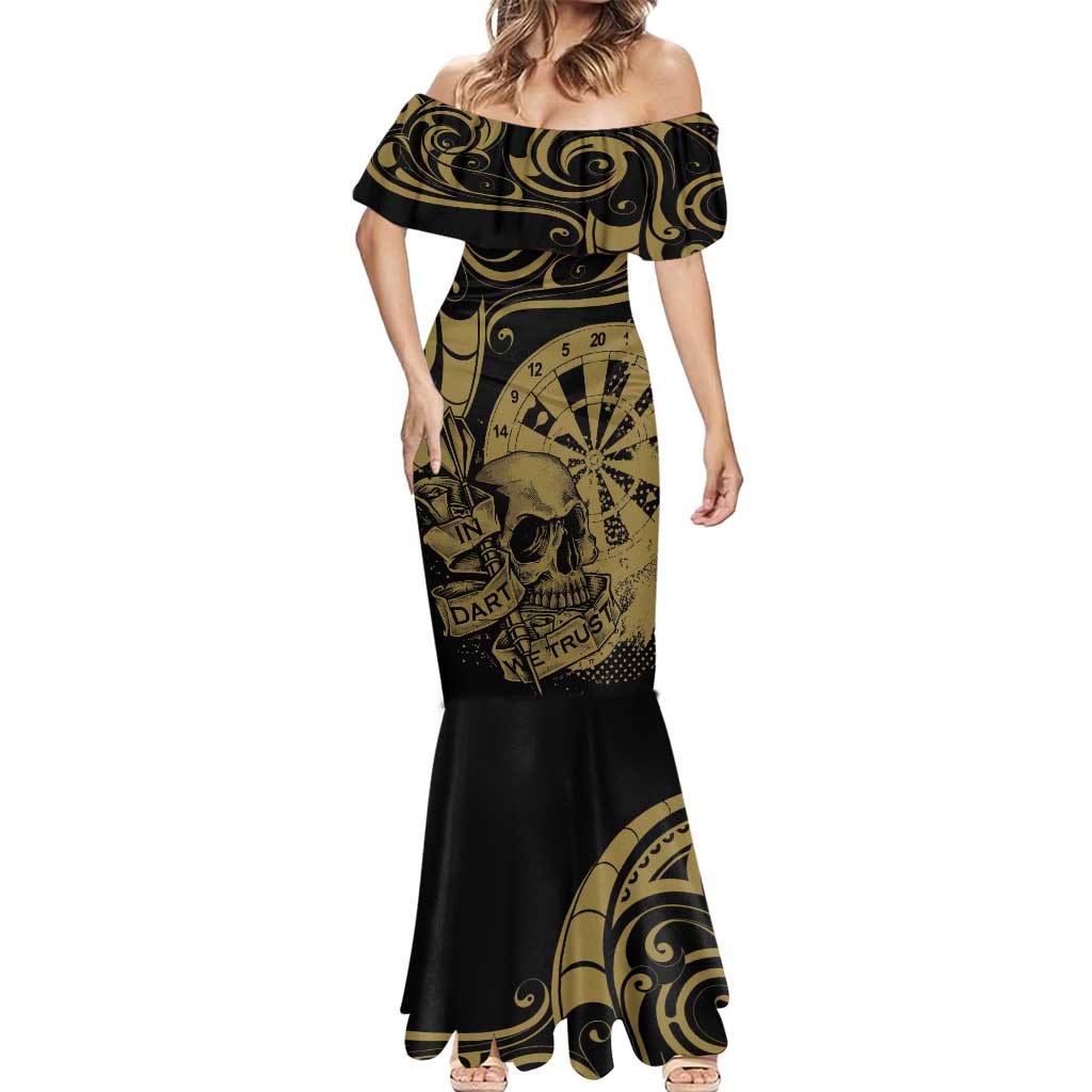New Zealand Darts Mermaid Dress Skull In Dart We Trust Maori Pattern - Aussie Hoodie