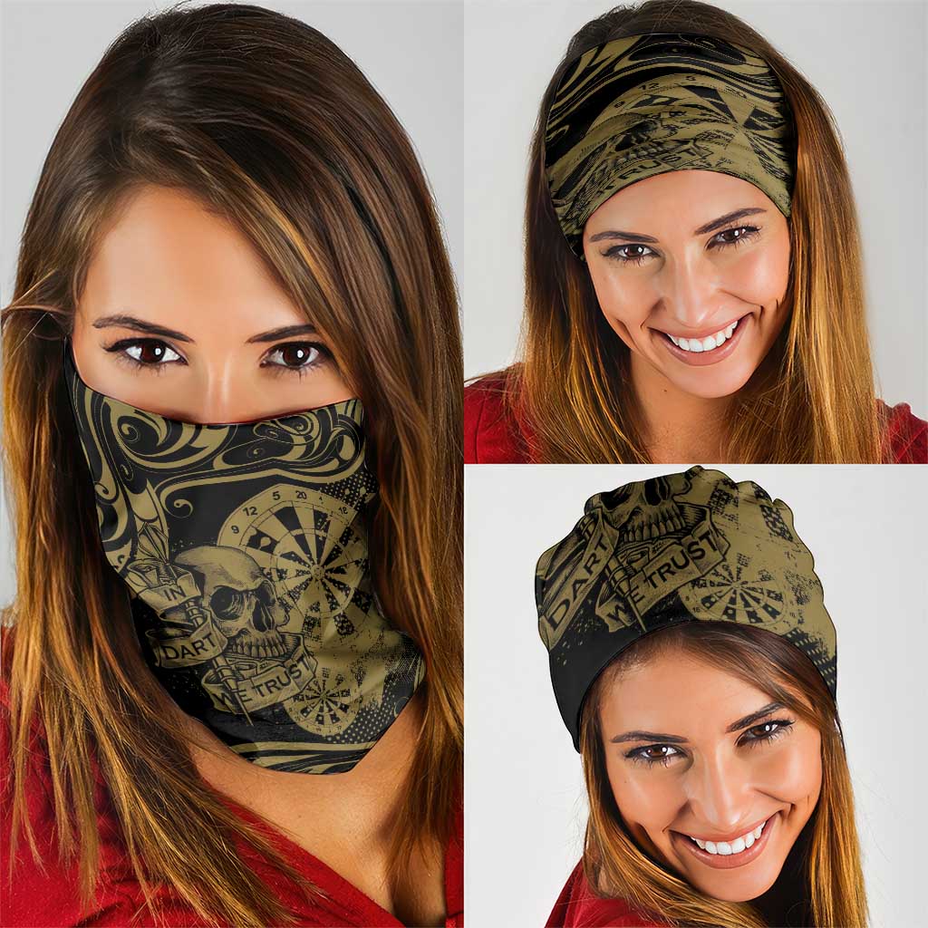 New Zealand Darts Neck Gaiter Skull In Dart We Trust Maori Pattern - Aussie Hoodie