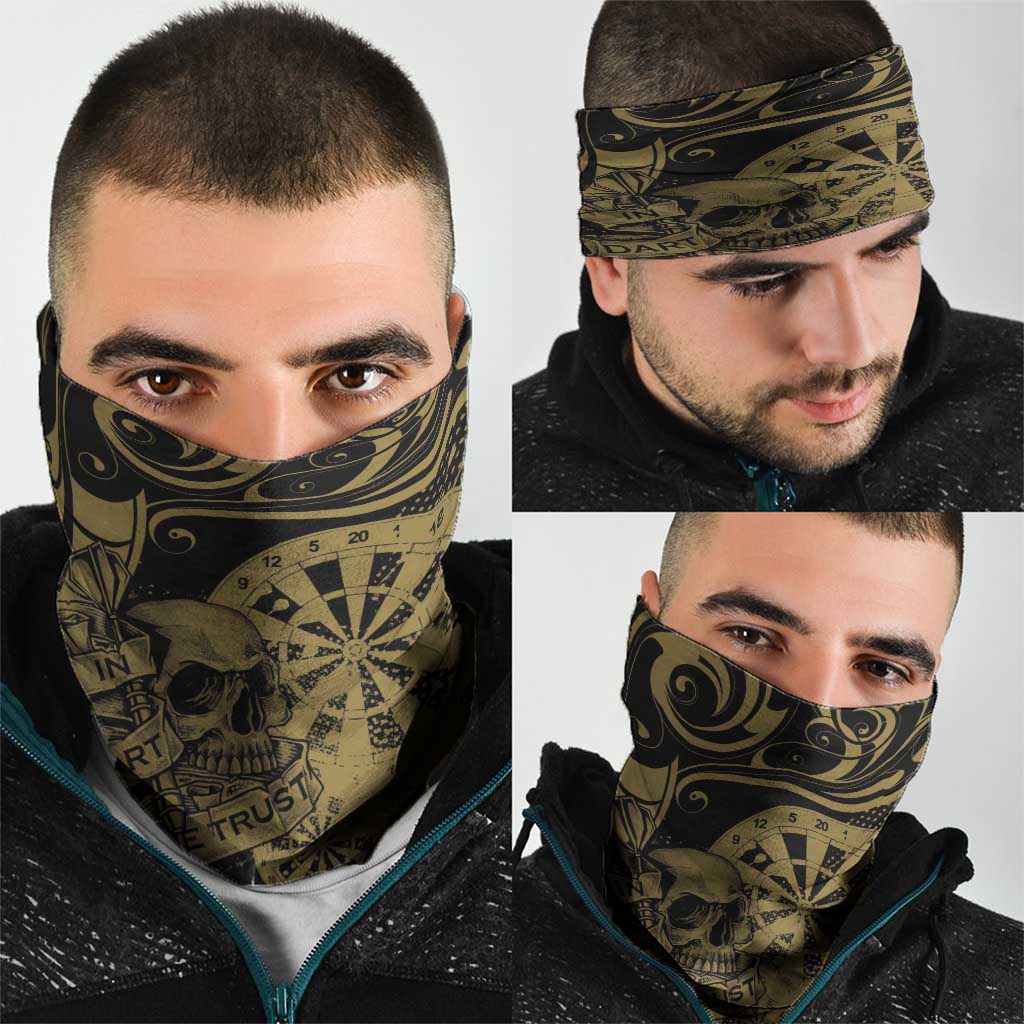 New Zealand Darts Neck Gaiter Skull In Dart We Trust Maori Pattern - Aussie Hoodie