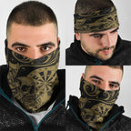 New Zealand Darts Neck Gaiter Skull In Dart We Trust Maori Pattern - Aussie Hoodie