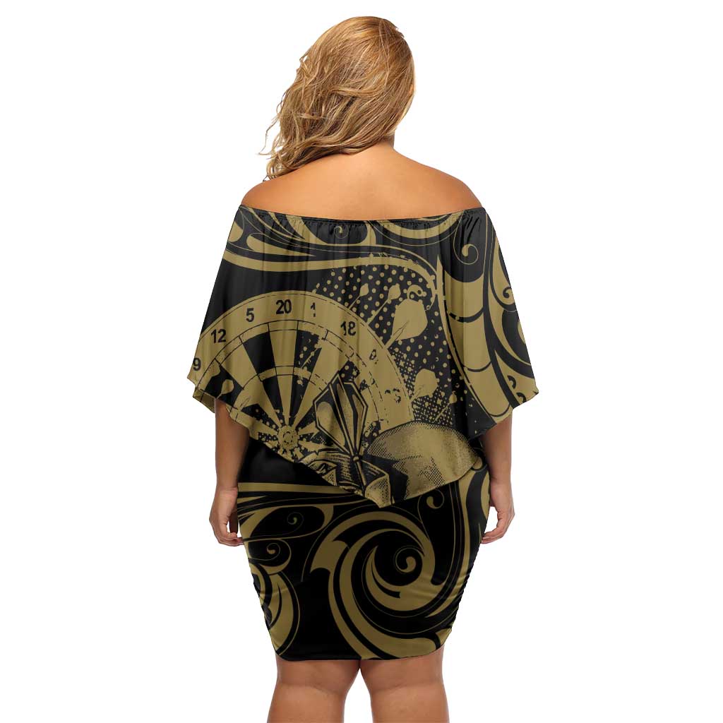 New Zealand Darts Off Shoulder Short Dress Skull In Dart We Trust Maori Pattern - Aussie Hoodie