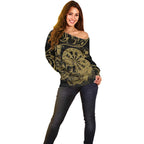 New Zealand Darts Off Shoulder Sweater Skull In Dart We Trust Maori Pattern - Aussie Hoodie