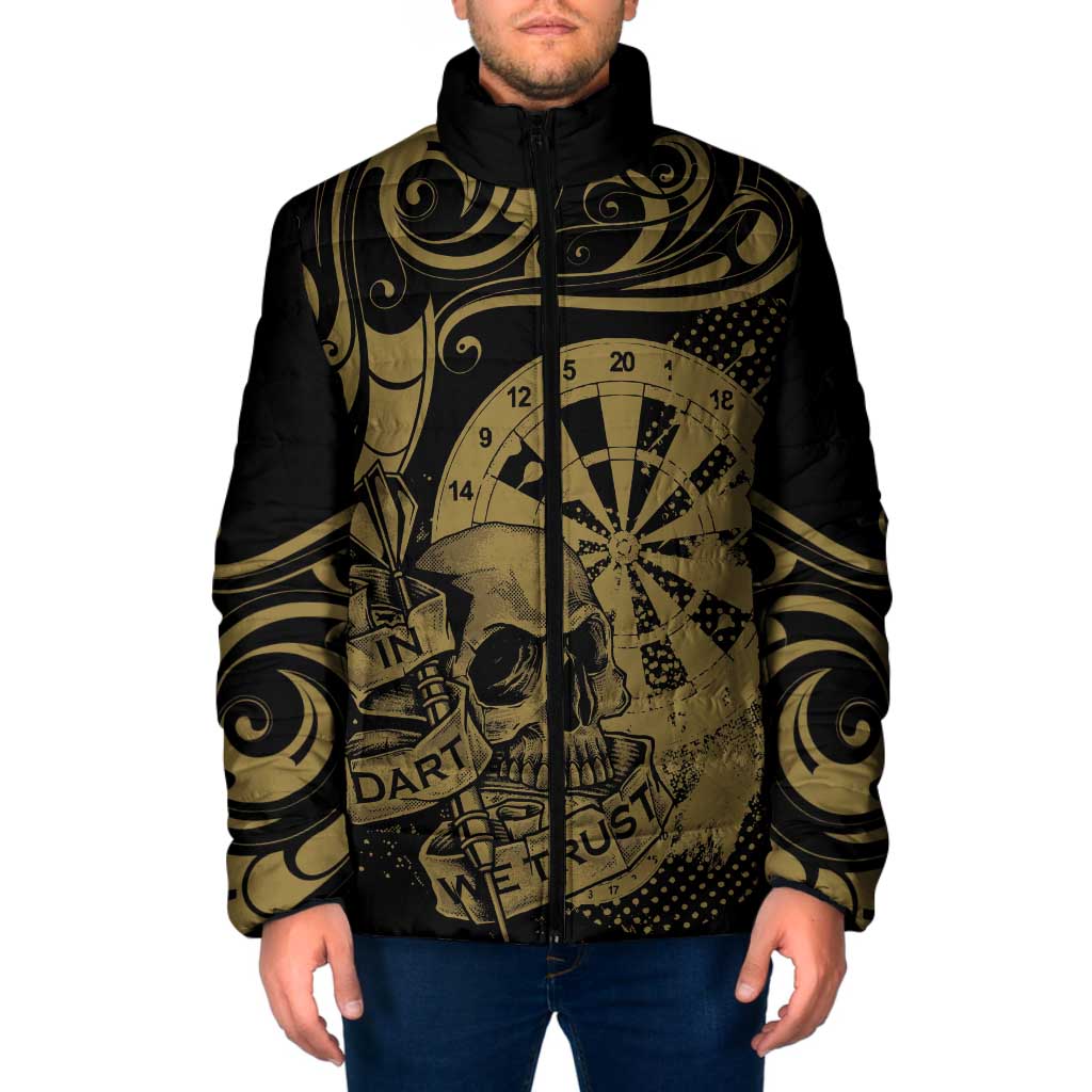 New Zealand Darts Padded Jacket Skull In Dart We Trust Maori Pattern - Aussie Hoodie
