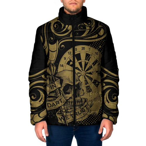 New Zealand Darts Padded Jacket Skull In Dart We Trust Maori Pattern - Aussie Hoodie
