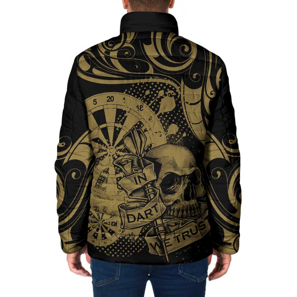 New Zealand Darts Padded Jacket Skull In Dart We Trust Maori Pattern - Aussie Hoodie