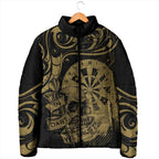 New Zealand Darts Padded Jacket Skull In Dart We Trust Maori Pattern - Aussie Hoodie
