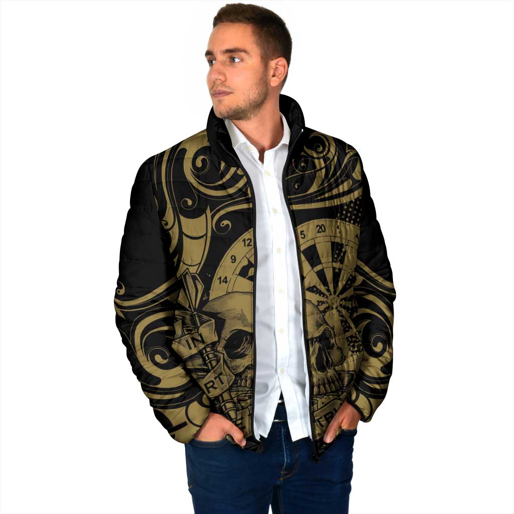 New Zealand Darts Padded Jacket Skull In Dart We Trust Maori Pattern - Aussie Hoodie