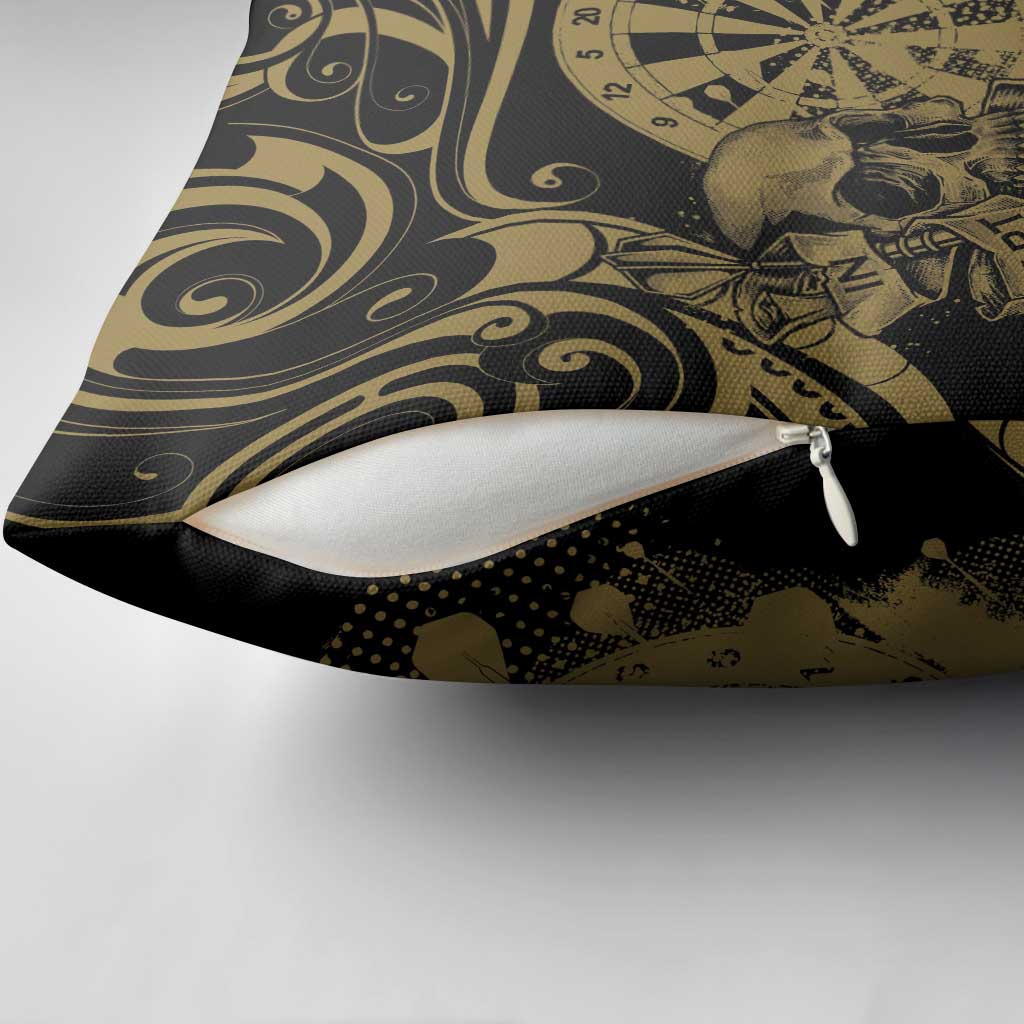 New Zealand Darts Pillow Cover Skull In Dart We Trust Maori Pattern - Aussie Hoodie