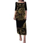 New Zealand Darts Puletasi Skull In Dart We Trust Maori Pattern - Aussie Hoodie