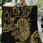 New Zealand Darts Quilt Skull In Dart We Trust Maori Pattern - Aussie Hoodie