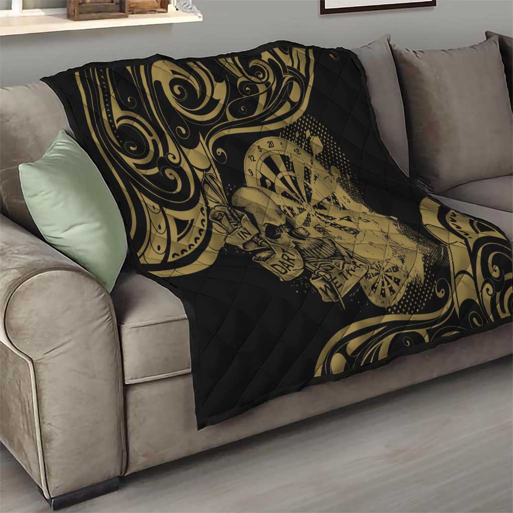New Zealand Darts Quilt Skull In Dart We Trust Maori Pattern - Aussie Hoodie