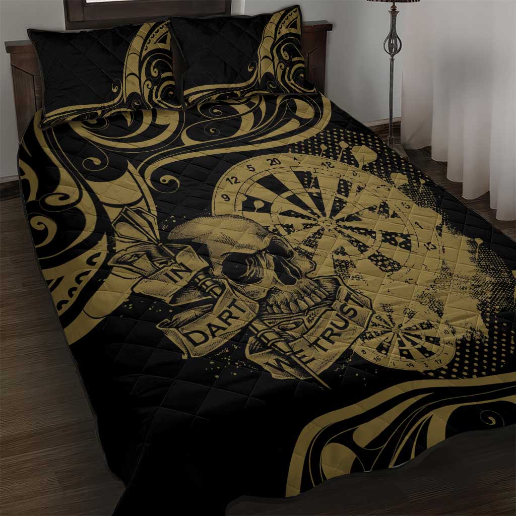 New Zealand Darts Quilt Bed Set Skull In Dart We Trust Maori Pattern - Aussie Hoodie