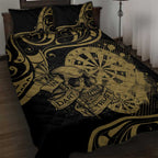 New Zealand Darts Quilt Bed Set Skull In Dart We Trust Maori Pattern - Aussie Hoodie
