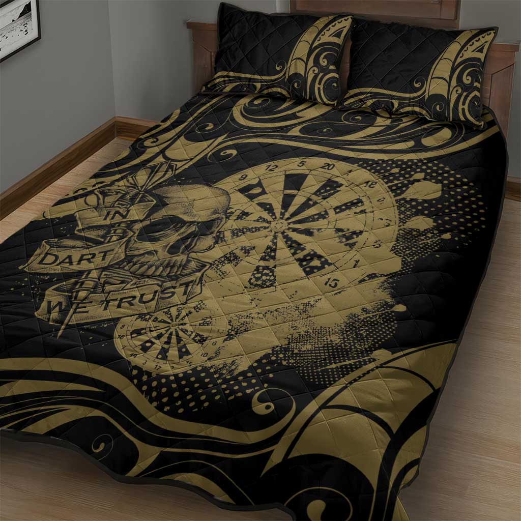 New Zealand Darts Quilt Bed Set Skull In Dart We Trust Maori Pattern - Aussie Hoodie