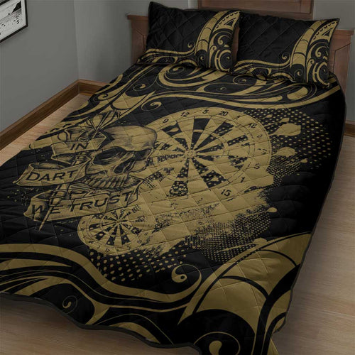 New Zealand Darts Quilt Bed Set Skull In Dart We Trust Maori Pattern - Aussie Hoodie