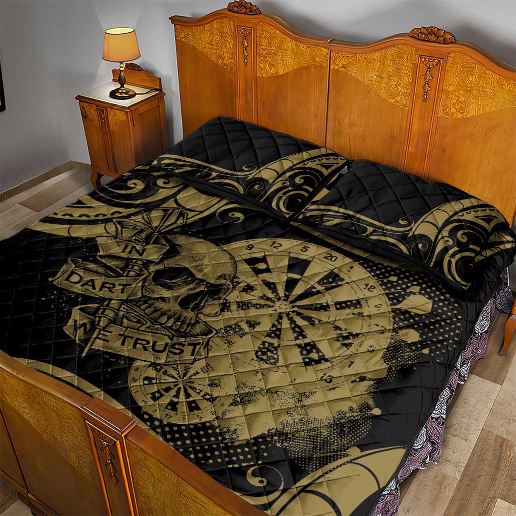 New Zealand Darts Quilt Bed Set Skull In Dart We Trust Maori Pattern - Aussie Hoodie
