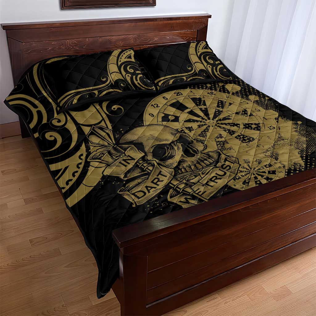 New Zealand Darts Quilt Bed Set Skull In Dart We Trust Maori Pattern - Aussie Hoodie