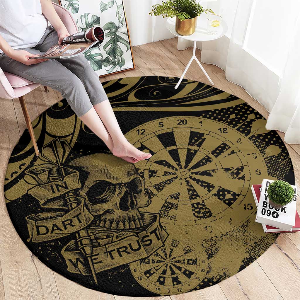 New Zealand Darts Round Carpet Skull In Dart We Trust Maori Pattern - Aussie Hoodie