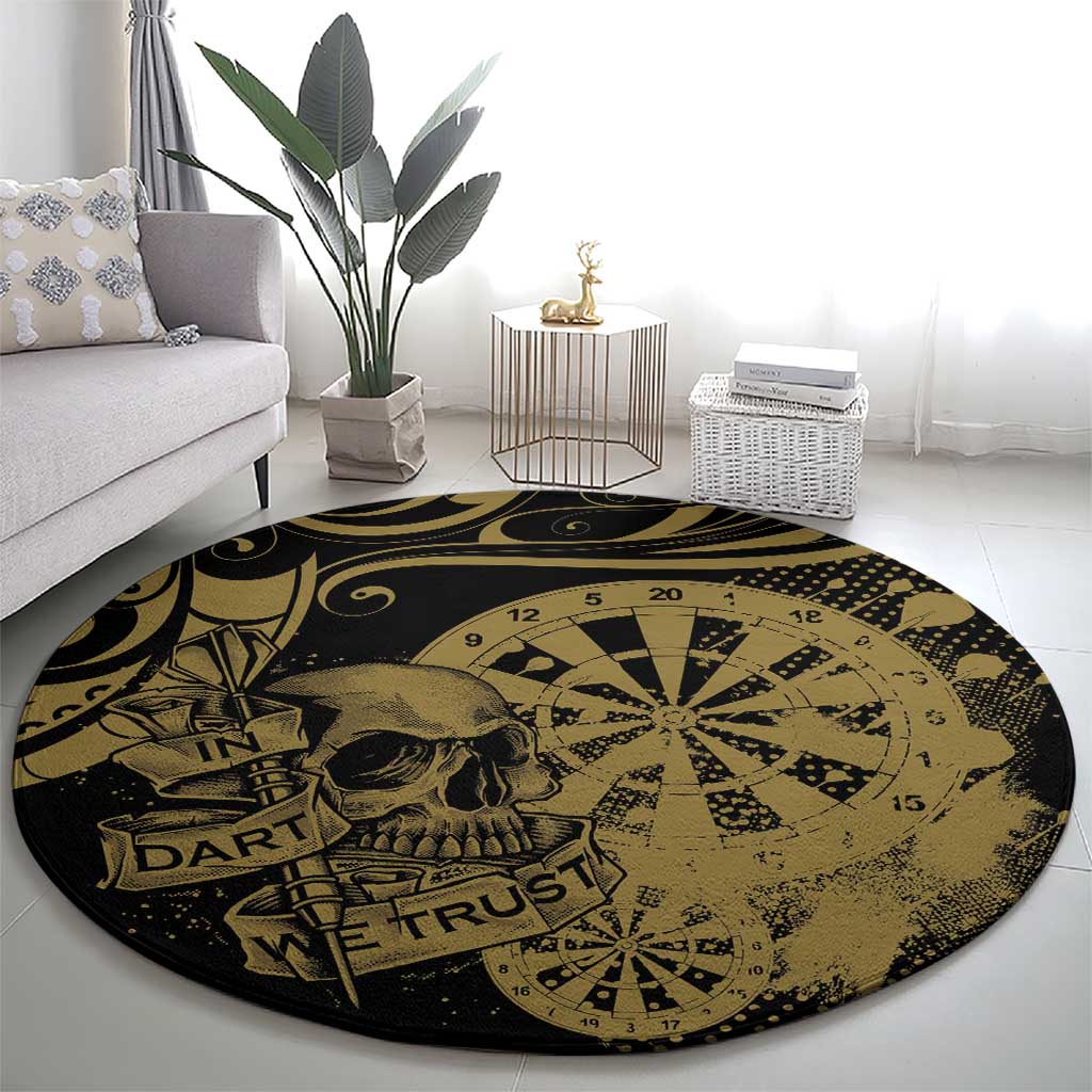 New Zealand Darts Round Carpet Skull In Dart We Trust Maori Pattern - Aussie Hoodie