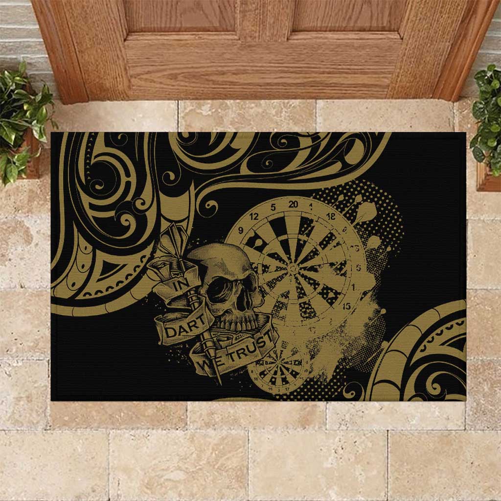 New Zealand Darts Rubber Doormat Skull In Dart We Trust Maori Pattern - Aussie Hoodie