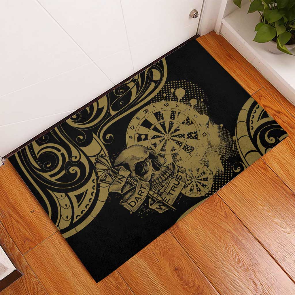 New Zealand Darts Rubber Doormat Skull In Dart We Trust Maori Pattern - Aussie Hoodie