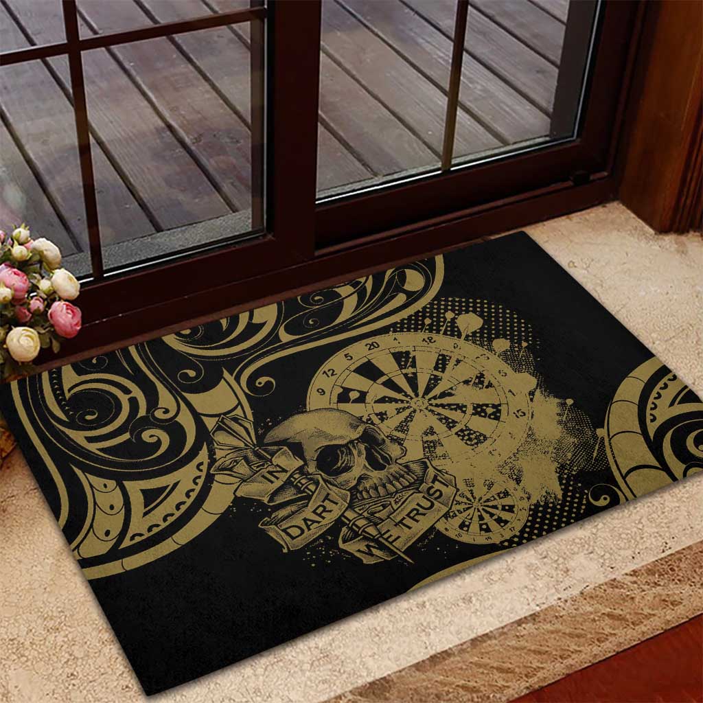 New Zealand Darts Rubber Doormat Skull In Dart We Trust Maori Pattern - Aussie Hoodie