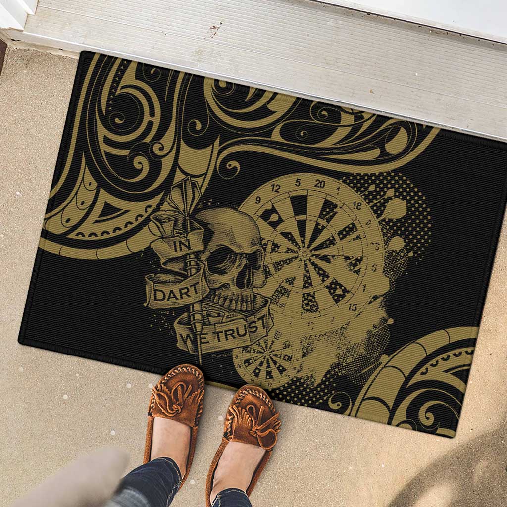 New Zealand Darts Rubber Doormat Skull In Dart We Trust Maori Pattern - Aussie Hoodie
