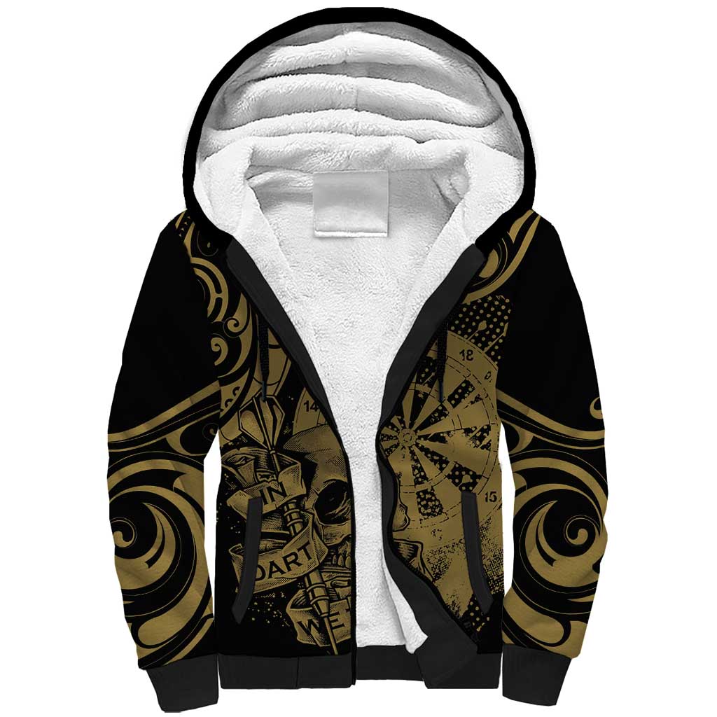 New Zealand Darts Sherpa Hoodie Skull In Dart We Trust Maori Pattern - Aussie Hoodie