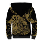New Zealand Darts Sherpa Hoodie Skull In Dart We Trust Maori Pattern - Aussie Hoodie