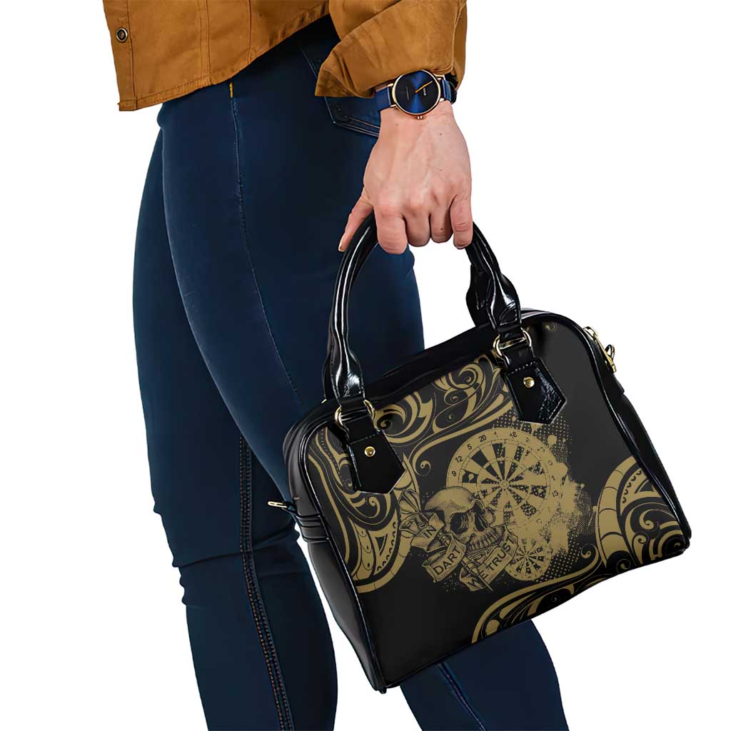 New Zealand Darts Shoulder Handbag Skull In Dart We Trust Maori Pattern - Aussie Hoodie