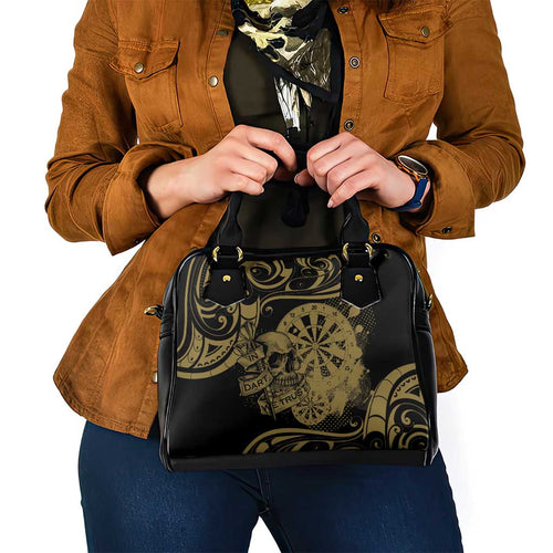 New Zealand Darts Shoulder Handbag Skull In Dart We Trust Maori Pattern - Aussie Hoodie