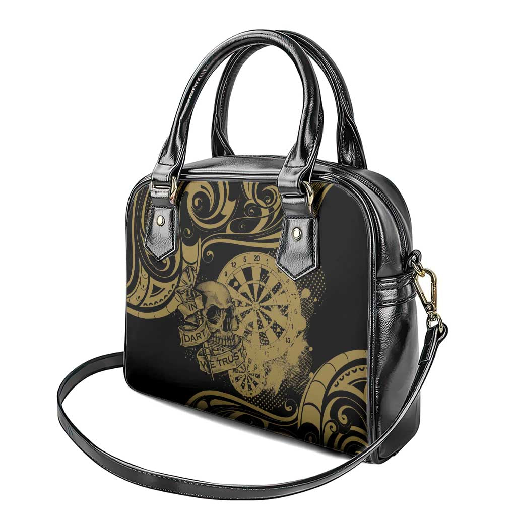 New Zealand Darts Shoulder Handbag Skull In Dart We Trust Maori Pattern - Aussie Hoodie