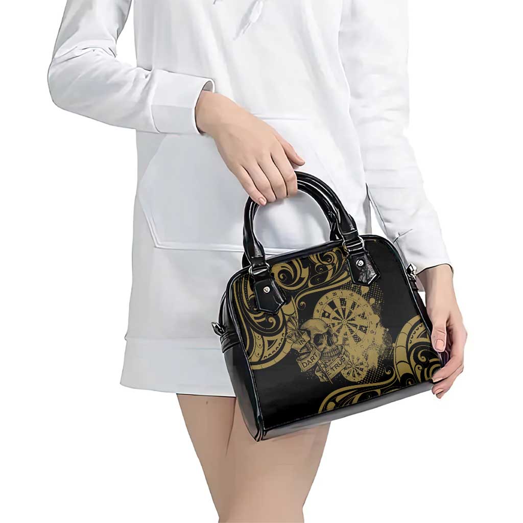 New Zealand Darts Shoulder Handbag Skull In Dart We Trust Maori Pattern - Aussie Hoodie