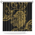New Zealand Darts Shower Curtain Skull In Dart We Trust Maori Pattern - Aussie Hoodie