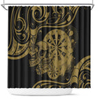 New Zealand Darts Shower Curtain Skull In Dart We Trust Maori Pattern - Aussie Hoodie