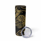 New Zealand Darts Skinny Tumbler Skull In Dart We Trust Maori Pattern - Aussie Hoodie
